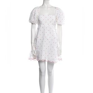 Hill House Home Matilda Mini Dress Cherry Organza Dot XS Red Polka Dot
